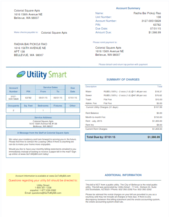 UNITED KINGDOM UTILITY SMART utility bill Word and PDF template